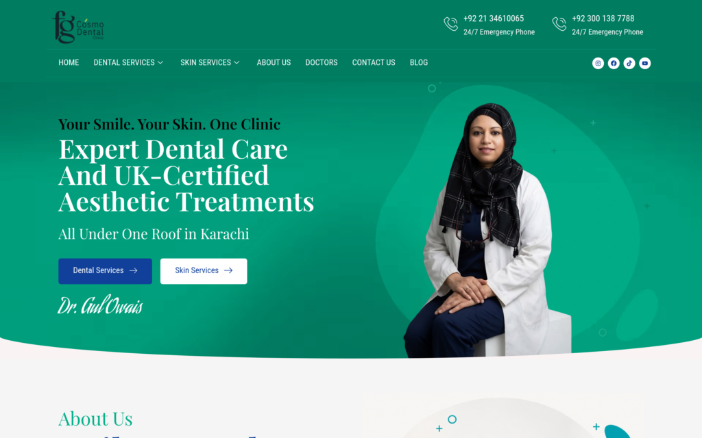 fg Cosmo Dental website screenshot
