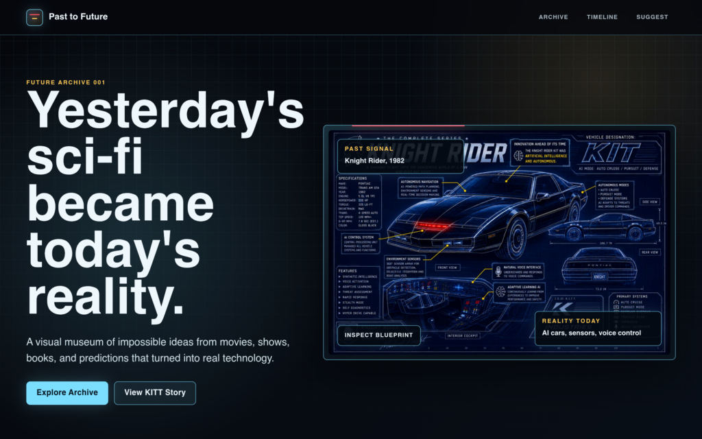 Past2Future website screenshot