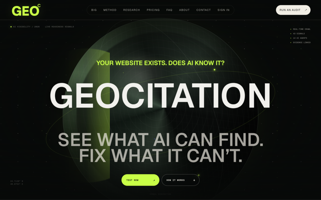 GeoCitation website screenshot