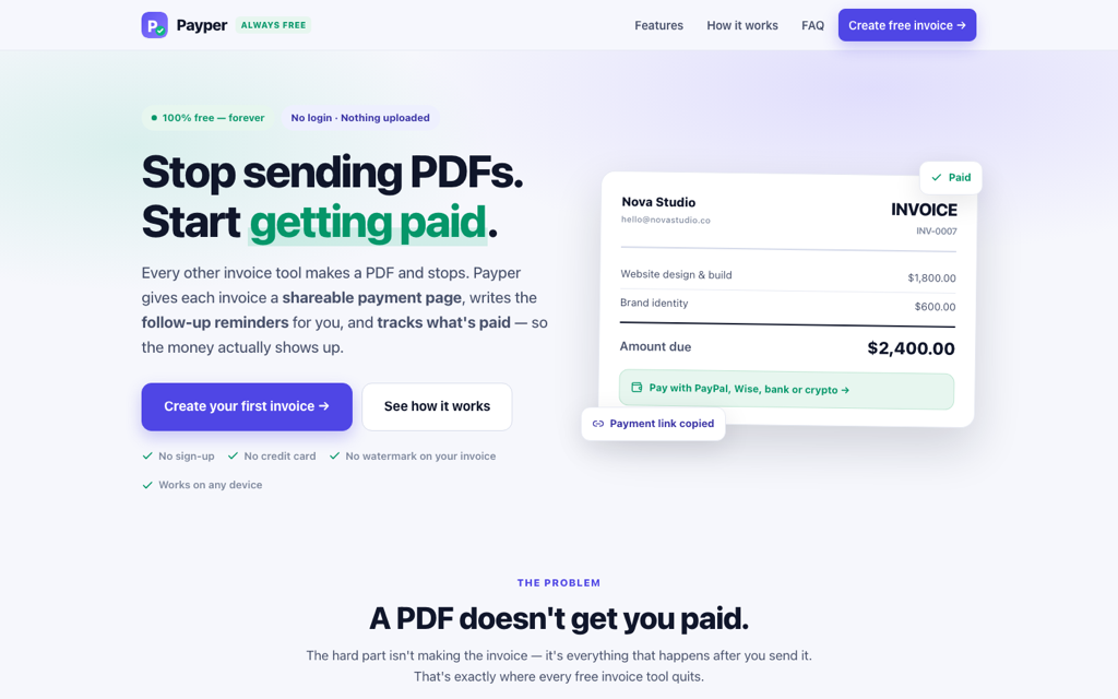 Payper website screenshot
