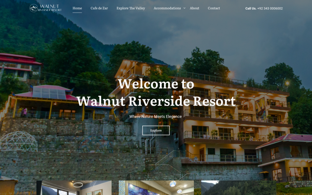 Walnut Riverside Resort website screenshot