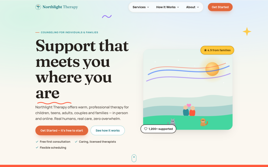 Northlight Therapy website screenshot